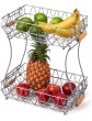 EZOWare Fruit Stand with 2 Detachable Baskets 2-Tier Kitchen Produce Countertop Display Holder Rack with Handles Storage Organiser for Fruits Veggies Snacks Household Items Silver - B08GGHGS4SB
