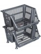 Fruit Baskets Vegetable Srorage Stacking Stacker Unit Rack Holder 2 Tier Silver Without Top Tray by 297 - B09BD3Y1KSL