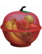 Fruit Bowl Basket Red Apple Shape Mesh with Lid Space Saving Vegetable Storage Holder Rack Kitchen Dishwashing Drain Basket - B09JX19KMTC