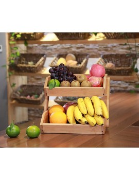 G.a HOMEFAVOR 2-Tier Bamboo Fruit Basket Bowl Holder Bread Vegetables Storage Stand for Kitchen Countertop Snacks Rack in Home Kitchen and Office - B08KRY5Y6WQ
