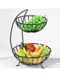LOVIVER Iron Fruit Basket Bowl Double Layer Free Standing Table Organizer Anti Rust Multipurpose Vegetable Holder Rack Fruit Basket for Kitchen Black - B0B1QGZC54I