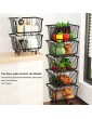 Mooloo Vegetable Storage Rack Stackable Fruit Vegetable Stand With Lockable Casters Fruit Vegetable Baskets Storage Basket For Kitchen Pantry Bathroom GarageSize:2 layers - B09X35J2RGF