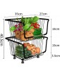 Mooloo Vegetable Storage Rack Stackable Fruit Vegetable Stand With Lockable Casters Fruit Vegetable Baskets Storage Basket For Kitchen Pantry Bathroom GarageSize:2 layers - B09X35J2RGF