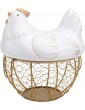 BESPORTBLE Chicken Design Ceramic Egg Storage Basket Iron Basket Holds Egg Holder Organizer Case Container Egg Basket Holder Farmhouse Kitchen Counter White Gold - B08TC5XR6MS