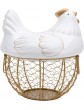BESPORTBLE Chicken Design Ceramic Egg Storage Basket Iron Basket Holds Egg Holder Organizer Case Container Egg Basket Holder Farmhouse Kitchen Counter White Gold - B08TC5XR6MS