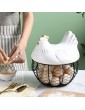 Egg Basket Egg Boxes with Ceramic Lid and Handles Large Black Wire Egg Holder Cute Metal Mesh Container Can Used as Fruit Onion Storage Unique Decorative for Home Countertop Kitchen White Chicken - B09C32Z869R