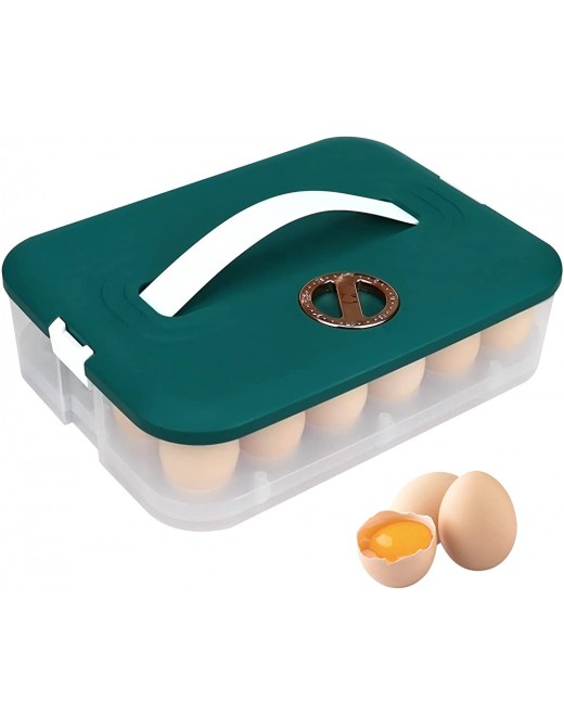 Egg Holder Egg Storage Box Covered 24 Girds Refrigerator Stackable with Handle Large Capacity Egg Trays Hanging Drawer Fridge Plastic Portable Egg Baskets Box Rack for Kitchen Outdoor Camping Picnic - B09W2HRPJGU