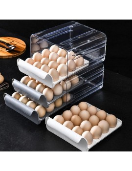 Egg Organiser | Egg Storage Double Layer Egg Basket,plastic Fridge Egg Tray,eggs Collecting Boxes,stackable Egg Organizer,for Fridge Egg Storage Kitchen 3 Colors - B09TZL79VSE