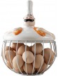 GAOYH Fresh Egg Holder Countertop Bakers-shaped Egg Basket Black Steel Wire Egg Storage Basket with Egg Beater Egg Separator Bamboo Tray - B096FWZ3YKW