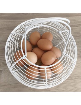 GreyZouq White French Country Style Wire Egg Basket - B07TTGT948J