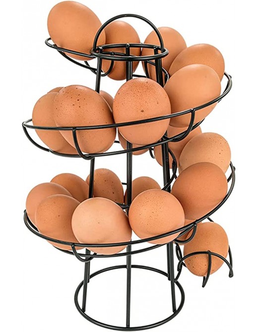 LLSL Spiral Egg Rack Egg Dispenser Egg Basket for Egg Storage Organizer Dense Solder Joints for Countertop Kitchen,Black - B09981VGL1J