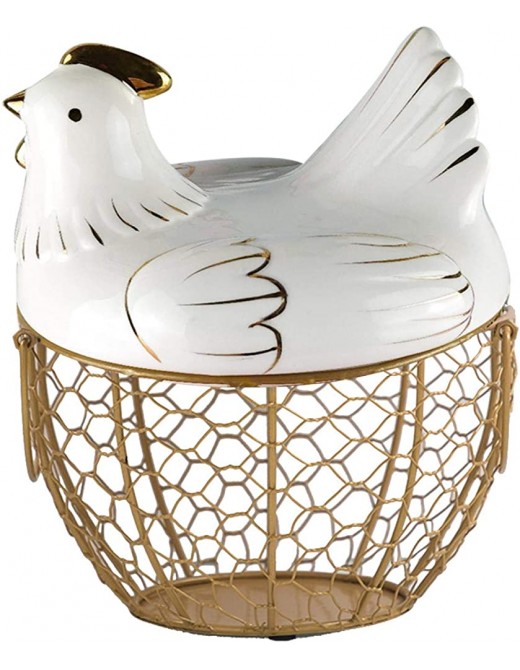 MOVKZACV Egg Storage Basket Chicken Shape Ceramics Metal Egg Basket Decorative Kitchen Storage Baskets Holder Rack,Home Decoration - B092SCJDY5Y