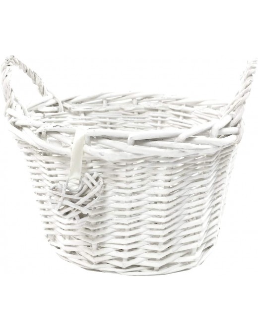 Oval White Wicker Fruit Egg Storage Christmas Xmas Gift hamper Display Basket[Oval Deep,White,Large O 35x29x24cm] - B01M0E70UGH
