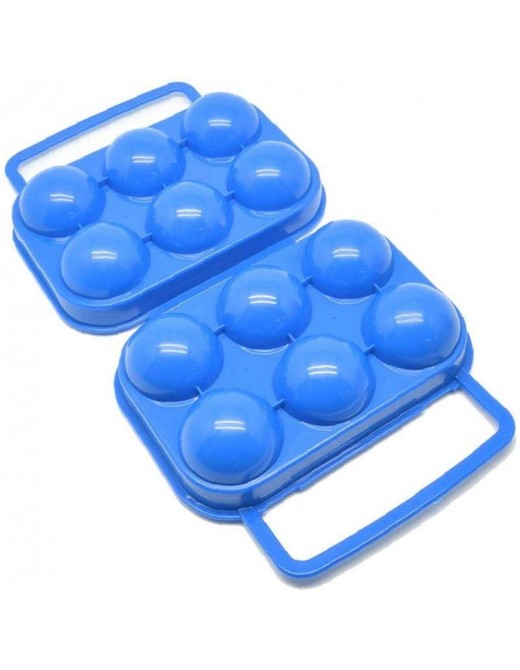 Plastic Egg Storage Box Portable Folding Egg Carrier Holder Storage Container for 6 Eggs Blue Home Supply - B08Y8RNHW6F