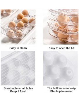UPSHTESBHJ Egg Holder Refrigerator Egg Rack Storage Box can Hold 16 Eggs Egg Storage Basket Keep Eggs Fresh,Clear - B08T5LHV7FX