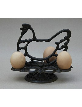 Vintage Style CAST Iron Chicken Hen Egg Rack Holder Stand Basket Brown - B0776666GSN