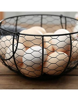 Ystter Ceramic Egg Holder Chicken Wire Egg Basket Fruit Basket Collection Hen Ornaments Decoration Kitchen Storage 19CMX22CMC - B09XDSNXQZQ