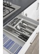 Addis Premium Soft touch 6 Compartment Cutlery Drawer Organiser Tray White and Grey 6 Sections - B004WCKUU2E