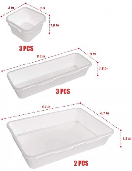 Cosmetic Stationery Organiser Multifunctional Storage Box Organiser for Drawers 8 Pieces Storage Boxes White - B092D1WN86C