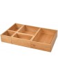 FOROREH 5 pieces drawer organiser system made of bamboo drawer organiser boxes in different sizes ideal as a make-up organiser drawer organiser boxes in the kitchen bathroom and office - B08PVD5BX5W