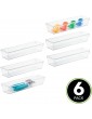 mDesign Kitchen Organiser Box – Storage Box for Drawers Cupboards Fridges and More – Drawer Storage Tray for Snacks Pastas Produce – Set of 6 – Clear - B01MYA5CW6U