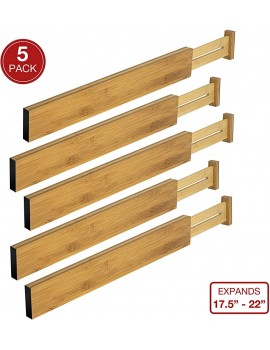 Rapturous Bamboo Kitchen Drawer Dividers – Pack Of 5 Expandable Drawer Organisers With Anti-Scratch Eva Foam Edges – Adjustable Drawer Organisation Separators For Kitchen Bedroom Bathroom and Office - B07L8LNHNJP