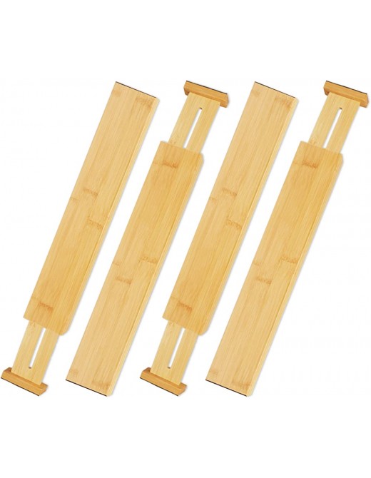 Relaxdays 10027483 Drawer Divider Set of 4 Bamboo Adjustable Organiser for Cutlery Kitchen & Office 6 x 55 cm Natural - B082FLZJ8KQ
