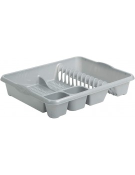 50L Kitchen Bin Large Dish Drainer and Rectangular Washing Up Bowl Plastic Home Office Kitchen Silver Grey Set of 3 - B09TX2FNBNC