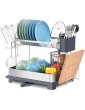 APEXCHASER Dish Drying Rack 2-Tier Dish Rack with Large Capacity Multifunctional Dish Drainer with 360° Drainboard Set Rustproof & Durable with Cutting Board Rack Tool-Free Installation - B09P13YYQDP