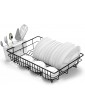 B&Z Black Wire Extra Large Dish Drainer Rack | Single Tier Rust Proof Heavy Duty Plastic Coated Spacious White Utensil Tray Cutlery Holder for Kitchen | Mat Black 48cm x 37.5cm x 11.5cm - B093L94SG2O