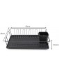 Calitek Dish Rack Drainer Kitchen Sink Countertop Dish Drying Draining Board with Removable Drip Tray and Utensil Holder Anti Rust Compact Design Black - B07D5J6Y1DJ