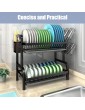 Craftsboys Dish Drainer Stainless Steel Dish Drying Rack with Drip Trays Cup Holder Utensil Hooks Kitchen Organizer Storage Rack 2 Tier - B09TP5SGNTW