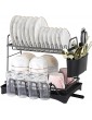 Dish Rack Cinimy 2 Tier Dish Drying Rack with Drainboard Stainless Steel Dish Drainer for Kitchen Countertop with Adjustable Swivel Spout Cup Holder Utensil Holder - B09PRS3XDGU