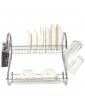 Dish Sink Drainer Dish Drying Rack Over Sink Dish Drainer Chrome with Removable Cutlery Holder Metal Holder,Dish Rack in Sink or On Counter Plate Rack Drainer for Kitchen - B09WX6D9GSV