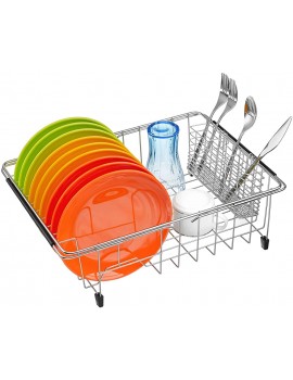 iPEGTOP Dish Sink Drainer Dish Drying Rack Over Sink Extendable Dish Drainer with Removable Cutlery Holder Dish Rack in Sink or On Counter Plate Rack Drainer for Kitchen - B07SBL4CH9H