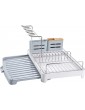 Kingrack Dish Drainer Dish Rack Stainless Steel Dish Drying Rack with Extendable Drip Tray Extra Draining Board Cutlery Holder Wine Glass Holder Double Plate Rack Drainer for Kitchen - B07PQTYRYCD
