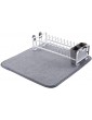 Kingrack Dish Drying Rack Aluminum Dish Drainer Compact Dish Rack with Microfiber Dish Drying Mat Absorbent for Extra draining Plate Rack Sink Drainer with Cutlery Holder for Kitchen Countertop - B07KDY8C31N