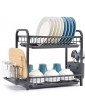 Kingrack Dish Drying Rack,Dish Rack 2 tier,Dish Drainers with Drip Trays,Cutlery Holder,Cup Holder Cutting Board Holder & Mini Draining Board,Large Dish Drainer Rack for Kitchen Countertop or Sink - B08X2BHDKPJ