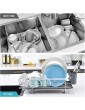 Kingrack Dish Rack Stainless Steel,Dish Drainer with Drip Tray 360°Stretchable Spout,Large Dish Drying Rack with Cups Holder & Removable Cutlery Holder,Plate Drainer Rack for Kitchen Counter Top - B08PQDKHLQF