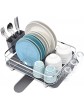 Kingrack Dish Rack Stainless Steel,Dish Drainer with Drip Tray 360°Stretchable Spout,Large Dish Drying Rack with Cups Holder & Removable Cutlery Holder,Plate Drainer Rack for Kitchen Counter Top - B08PQDKHLQF