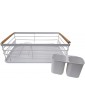 Kitchenista Metal Dish Rack with Drip Tray Dish Drainer and Removable Cutlery holder White & Bamboo - B07PN3DQFZP