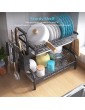 KZOPOGL drain board rack dish drying rack，dish rack drainer， with Utensil Knife Holder and Cutting Board Holder Dish Drainer with Removable Drain Board for Kitchen Counter Black - B09MM1JZ94R