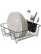 Large Rust Free Metal Dish Drainer Plate Drying Rack 11 Spaces for Plates and Bowls 4 Section Cutlery Holder 3 Colours Available Black - B0821CSJYRO