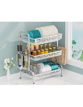 Manatees-Dish Drainers Rack with Drip Tray 304 Stainless Steel 3 Tier Large Dish Drying Rack with Draining Board and Cutlery  Chopping Board Holder over Sink Dish Dryer Rack For Plate Utensil - B09B3WN7T9I