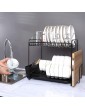 MAYZOLOP Double Dish Drainer Rack with Removable Drip Tray Anti-Rust Utensil Holder and Cup Holder with Hanging Hooks Chopping Rack for Kitchen Counter Organizer Storage - B09FT2SMT4I
