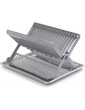 Plastific Folding Dish Drainer With Tray Dish Drainer With Drip Tray Cutlery Holder Folding Dish Drainer and Plate Drying Rack With Cutlery Holder Silver - B094JGFNZ7Y