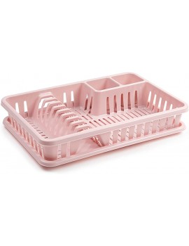 PLASTIFIC Plastic Dish Drainer Plate Cutlery Rack Kitchen Sink Utensil Draining Cup Holder 45 x 29.7 x 8cm Pink - B094H67LGRZ
