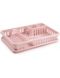 PLASTIFIC Plastic Dish Drainer Plate Cutlery Rack Kitchen Sink Utensil Draining Cup Holder 45 x 29.7 x 8cm Pink - B094H67LGRZ