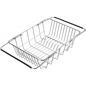 QIWODE Stainless Steel Dish Drainer Plate Rack Extendable Dish Drying Rack Basket for Fruits Vegetables Pots Bowls Plates and Kitchen Utensils Style A: Arch Net - B07W7J9MSPB