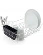 simplywire Dish Drainer Anti Rust Drying Rack – Chrome with Black Cutlery Basket - B0796WZSCNW